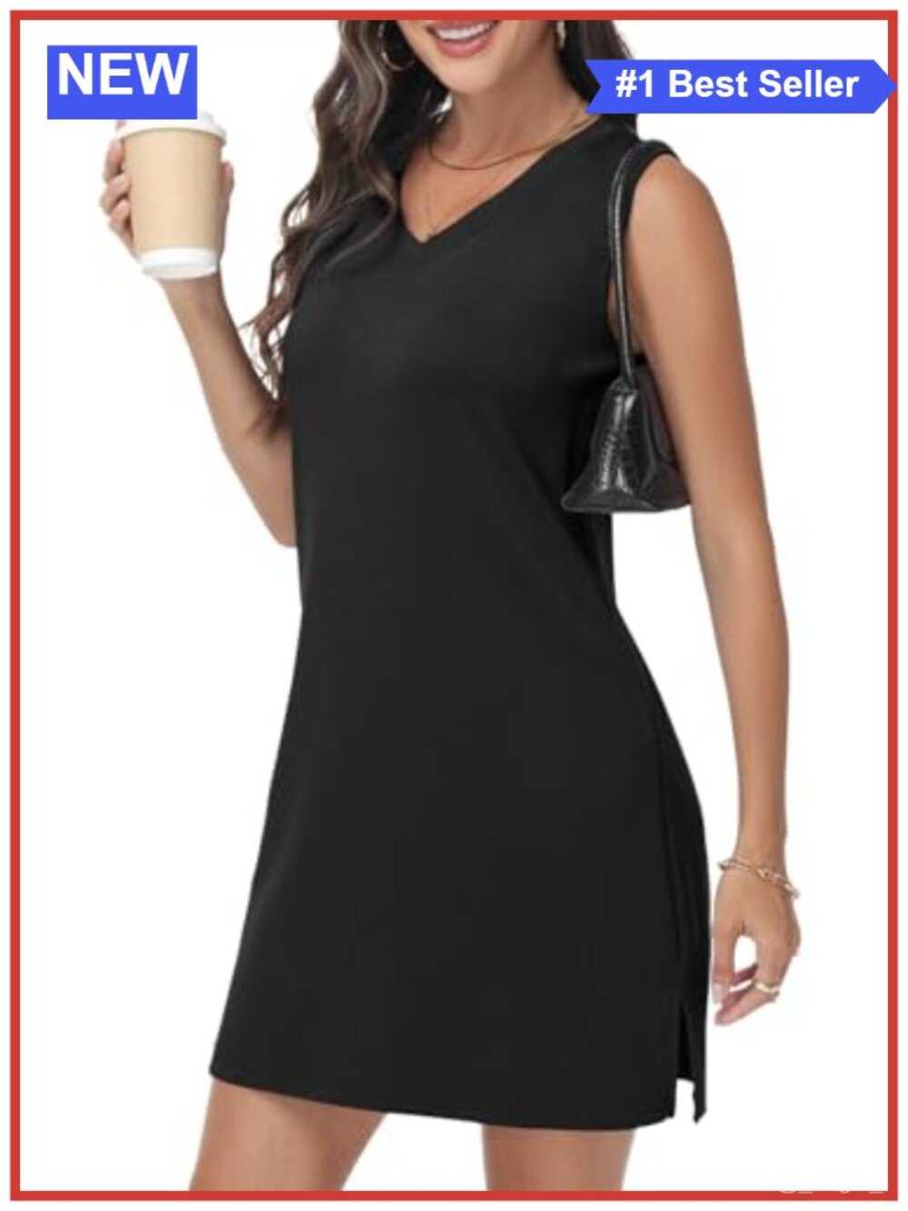Wrinkle-Resistant Sleeveless A-Line Tank Dress with Pockets